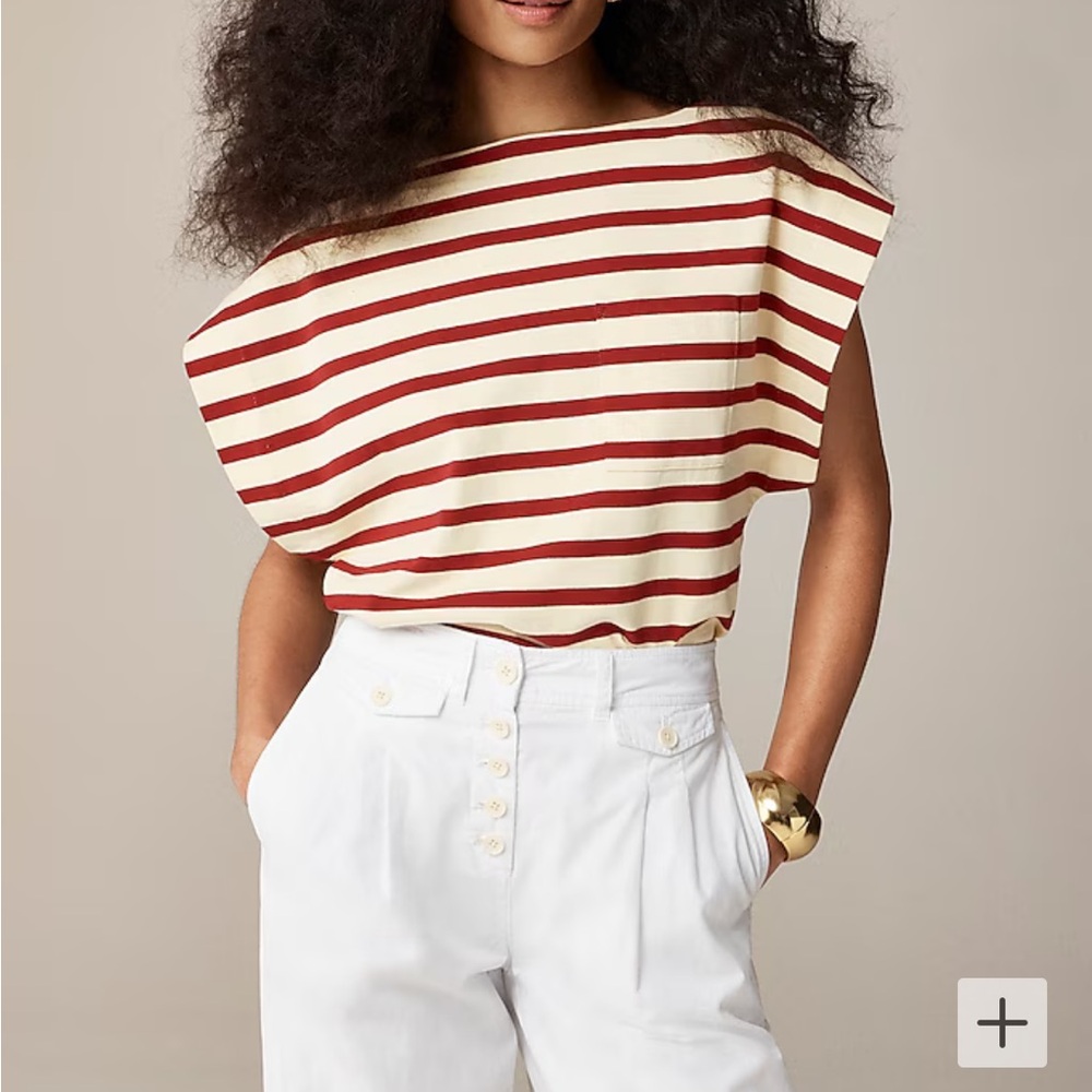 J.Crew Boatneck Muscle T-Shirt in Stripe Mariner Cotton - New Without Tags